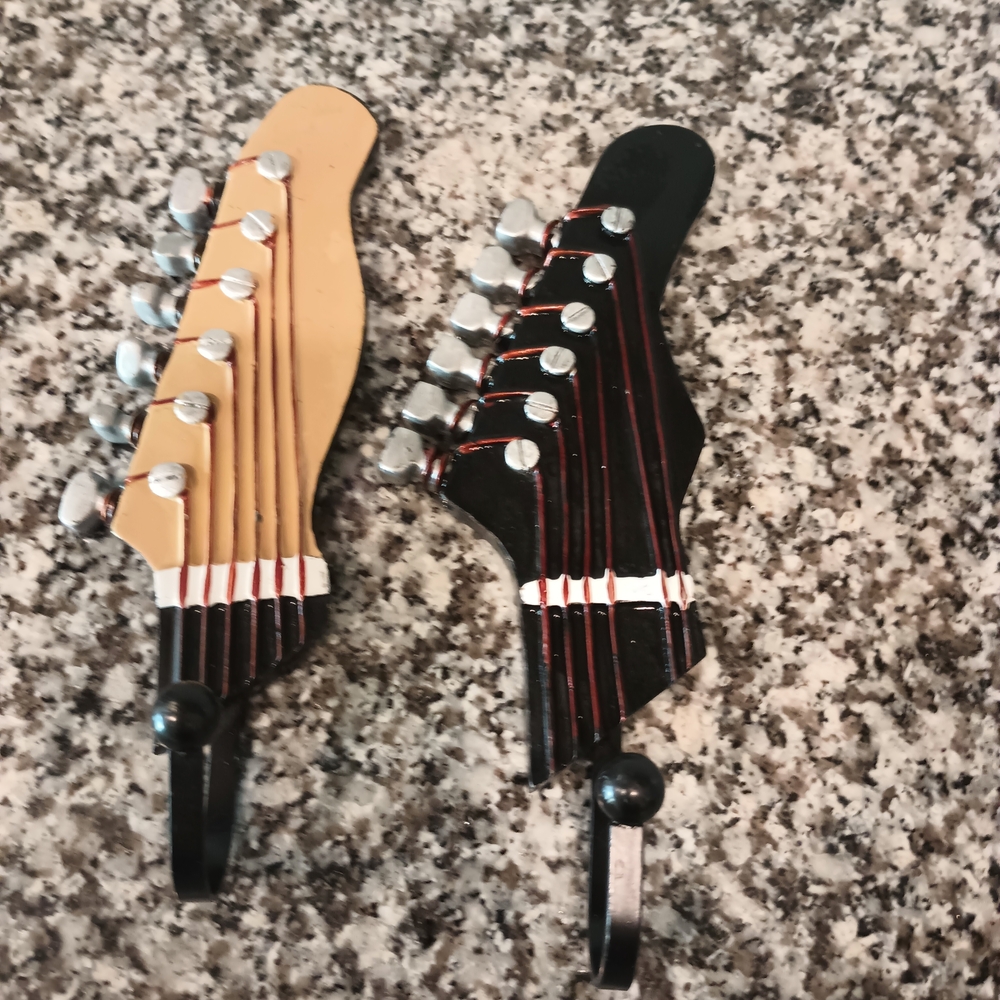Set Of Two 2009 Guitar Headstock Wall Hooks